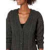 image:imageCable Stitch Womens Boyfriend Cable Cardigan  VNeck Button Front Long Sleeve Drop Shoulder Sweater CoverUp XSmall Charcoal