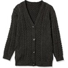 image:imageCable Stitch Womens Boyfriend Cable Cardigan  VNeck Button Front Long Sleeve Drop Shoulder Sweater CoverUp XSmall Charcoal