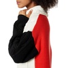 image:imageCable Stitch Womens Cable Turtleneck Sweater  Oversized Colorblock Contrast Long Sleeve Chunky Pullover Knit Top Medium CreamBlackPoppy