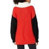 image:imageCable Stitch Womens Cable Turtleneck Sweater  Oversized Colorblock Contrast Long Sleeve Chunky Pullover Knit Top Medium CreamBlackPoppy