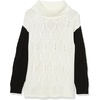 image:imageCable Stitch Womens Cable Turtleneck Sweater  Oversized Colorblock Contrast Long Sleeve Chunky Pullover Knit Top Medium CreamBlackPoppy