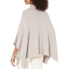 image:imageCable Stitch Womens Cozy Cowl Neck Poncho  34 Sleeve Oversized Turtleneck Sweater Pullover Cape Top LargeXLarge Light Grey
