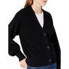 image:imageCable Stitch Womens Cropped Textured Cardigan  Button Front VNeck Shaker Fisherman Stitch Balloon Sleeve Oversized Sweater XLarge Black