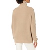 image:imageCable Stitch Womens Half Zip Cotton Pullover Sweater  Solid VNeck Collar Loose RibKnit Long Sleeve Top Large Camel