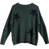 image:imageCable Stitch Womens Intarsia Sweater  Star Lightning Bolt Heart Graphics Long Sleeve Crewneck Pullover Top OliveBlack Star XLarge