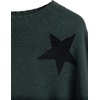 image:imageCable Stitch Womens Intarsia Sweater  Star Lightning Bolt Heart Graphics Long Sleeve Crewneck Pullover Top OliveBlack Star XLarge