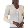 image:imageCable Stitch Womens Marled Puff Sleeve Cardigan  VNeck Button Front SpaceDyed Cropped Long Sleeve Sweater CoverUp Medium Dawn Ombre