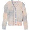 image:imageCable Stitch Womens Marled Puff Sleeve Cardigan  VNeck Button Front SpaceDyed Cropped Long Sleeve Sweater CoverUp Medium Dawn Ombre