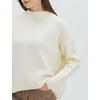 image:imageCable Stitch Womens Mock Neck Cozy Sweater  Oversized Soft Long Sleeve Drop Shoulder High Low Hem Slouchy Pullover Top XSmall Winter White