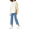 image:imageCable Stitch Womens Oversized Colorblock Sweater  Mock Neck RibKnit Drop Shoulder Long Sleeve Pullover Top XSmall CreamSandMarigold