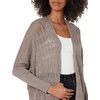 image:imageCable Stitch Womens Oversized Lightweight Cardigan  Open Front Drop Shoulder Pointelle Stitch Knit Coverup Small Ash Brown