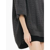 image:imageCable Stitch Womens RibCollar Tunic Sweater  Loose Fit Oversized Mock Neck 34 Sleeve Pullover Poncho Coverup Top LargeXLarge Charcoal