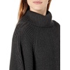 image:imageCable Stitch Womens Turtleneck Poncho Sweater  Loose Fit Oversized 34 Sleeve Tunic Pullover Coverup Top SmallMedium Charcoal