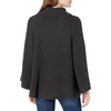 image:imageCable Stitch Womens Turtleneck Poncho Sweater  Loose Fit Oversized 34 Sleeve Tunic Pullover Coverup Top SmallMedium Charcoal