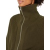 image:imageCable Stitch Womens Zipup Sweater Cardigan Jacket  Turtleneck RibKnit Raglan Long Sleeve Cotton Coatigan Medium Olive