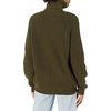 image:imageCable Stitch Womens Zipup Sweater Cardigan Jacket  Turtleneck RibKnit Raglan Long Sleeve Cotton Coatigan Medium Olive