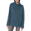 image:imageCable Stitch Womens Funnel Neck Oversized Sweater  Wide Cuff Long Sleeve Loose Fit Solid Color Pullover Top XSmall Aegean Blue