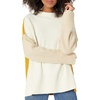 image:imageCable Stitch Womens Oversized Colorblock Sweater  Mock Neck RibKnit Drop Shoulder Long Sleeve Pullover Top XSmall CreamSandMarigold