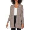 image:imageCable Stitch Womens Oversized Lightweight Cardigan  Open Front Drop Shoulder Pointelle Stitch Knit Coverup Small Ash Brown