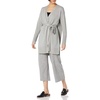 image:imageCable Stitch Womens Relaxed Fit Belt Robe Cardigan  Open Front Long Sleeve Lounge Wrap Knit CoverUp Sweater Coatigan Large Heather Grey