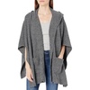 image:imageCable Stitch Womens Soft Hooded Cape Poncho Marled Grey SmallMedium