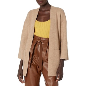 image:imageCable Stitch Womens Brushed Kimono Sleeve Sweater Cardigan  Open Front Wide Long Sleeve Coatigan with Pockets Large Marled Camel