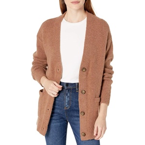 image:imageCable Stitch Womens Cozy Oversized Patch Pocket Cardigan  VNeck Long Sleeve Button Front Sweater Coatigan Small Caramel