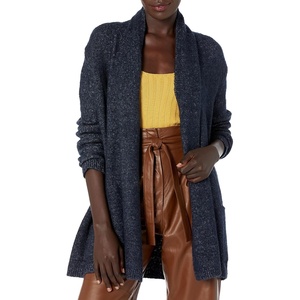 image:imageCable Stitch Womens Cozy Shawl Cardigan  Open Front Long Sleeve Sweater CoverUp Knit Coatigan with Pockets Small Navy