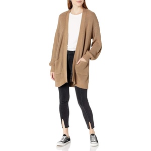 image:imageCable Stitch Womens Oversized Open Front Sweater Cardigan with Pockets  Long Sleeve Rib Knit Coatigan XLarge Camel