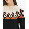 image:imageCable Stitch Womens Fair Isle Sweater  Classic Vintage Jacquard Long Sleeve Crewneck Pullover Top Black XSmall