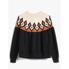 image:imageCable Stitch Womens Fair Isle Sweater  Classic Vintage Jacquard Long Sleeve Crewneck Pullover Top Black XSmall