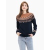 image:imageCable Stitch Womens Fair Isle Sweater  Classic Vintage Jacquard Long Sleeve Crewneck Pullover Top Midnight Medium