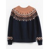 image:imageCable Stitch Womens Fair Isle Sweater  Classic Vintage Jacquard Long Sleeve Crewneck Pullover Top Midnight Medium