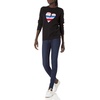 image:imageCable Stitch Womens Graphic Front Crewneck Sweater  Striped Heart Leopard Star Intarsia Print Long Sleeve Lightweight Pullover Knit Top Small HeartBlack