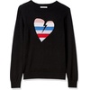 image:imageCable Stitch Womens Graphic Front Crewneck Sweater  Striped Heart Leopard Star Intarsia Print Long Sleeve Lightweight Pullover Knit Top Small HeartBlack