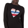 image:imageCable Stitch Womens Graphic Front Crewneck Sweater  Striped Heart Leopard Star Intarsia Print Long Sleeve Lightweight Pullover Knit Top Small HeartBlack