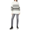image:imageCable Stitch Womens Mock Neck Cozy Sweater  Oversized Soft Long Sleeve Drop Shoulder High Low Hem Slouchy Pullover Top Medium IvoryBlack