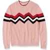 image:imageCable Stitch Womens Zig Zag Chevron Crewneck Pullover Sweater  Long Sleeve Lightweight Striped Color Blocked Knit Top Medium Pink