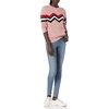 image:imageCable Stitch Womens Zig Zag Chevron Crewneck Pullover Sweater  Long Sleeve Lightweight Striped Color Blocked Knit Top Medium Pink