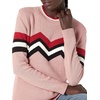 image:imageCable Stitch Womens Zig Zag Chevron Crewneck Pullover Sweater  Long Sleeve Lightweight Striped Color Blocked Knit Top Medium Pink