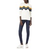 image:imageCable Stitch Womens Zig Zag Chevron Crewneck Pullover Sweater  Long Sleeve Lightweight Striped Color Blocked Knit Top Medium White