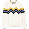 image:imageCable Stitch Womens Zig Zag Chevron Crewneck Pullover Sweater  Long Sleeve Lightweight Striped Color Blocked Knit Top Medium White