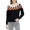 image:imageCable Stitch Womens Fair Isle Sweater  Classic Vintage Jacquard Long Sleeve Crewneck Pullover Top Black XSmall