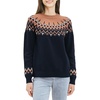 image:imageCable Stitch Womens Fair Isle Sweater  Classic Vintage Jacquard Long Sleeve Crewneck Pullover Top Midnight Medium