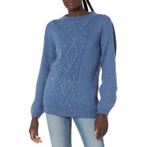 image:imageCable Stitch Womens Donegal Dots Cable Knit Sweater  Crewneck Long Sleeve Mlange Pullover Top Medium MultiDenim