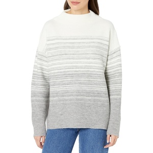 image:imageCable Stitch Womens Mock Neck Cozy Sweater  Oversized Soft Long Sleeve Drop Shoulder High Low Hem Slouchy Pullover Top Medium IvoryGrey