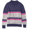 image:imageCable Stitch Womens Chunky Variegated Stripe Sweater  Mock Neck Long Sleeve Color Block Pullover Top XLarge MultiNavy
