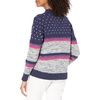 image:imageCable Stitch Womens Chunky Variegated Stripe Sweater  Mock Neck Long Sleeve Color Block Pullover Top XLarge MultiNavy
