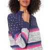 image:imageCable Stitch Womens Chunky Variegated Stripe Sweater  Mock Neck Long Sleeve Color Block Pullover Top XLarge MultiNavy