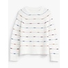 image:imageCable Stitch Womens Dotted Stripe Sweater  Crewneck Long Sleeve Knitted Pullover Top Large MultiWhite